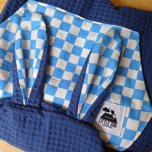 Poncho de PLAGE indigo & damiers bleu