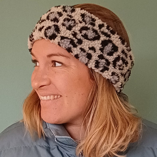 Bandeau sherpa léopard gris