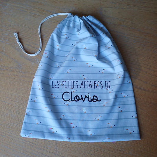 Pochon en tissu personnalisé Mouette